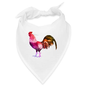 hahn polygon bunt gockel - Bandana - Weiß - Vorne