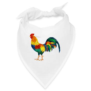 hahn polygon bunt huhn gockel - Bandana - Weiß - Vorne