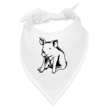 Schwein Sau Eber Silhouette - Bandana - Weiß - Vorne