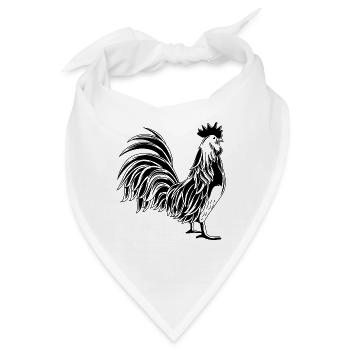 Hahn Gockel Tier - Bandana - Weiß - Vorne