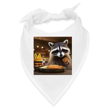 Waschbär im Fastfood Restaurant - Bandana - Weiß - Vorne