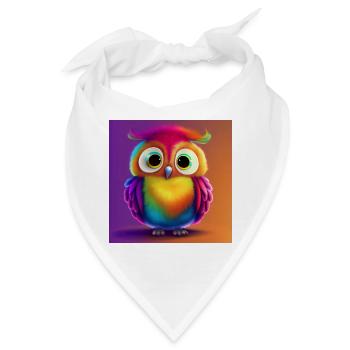 Buntes süßes Eulen-T-Shirt - Bandana - Weiß - Vorne