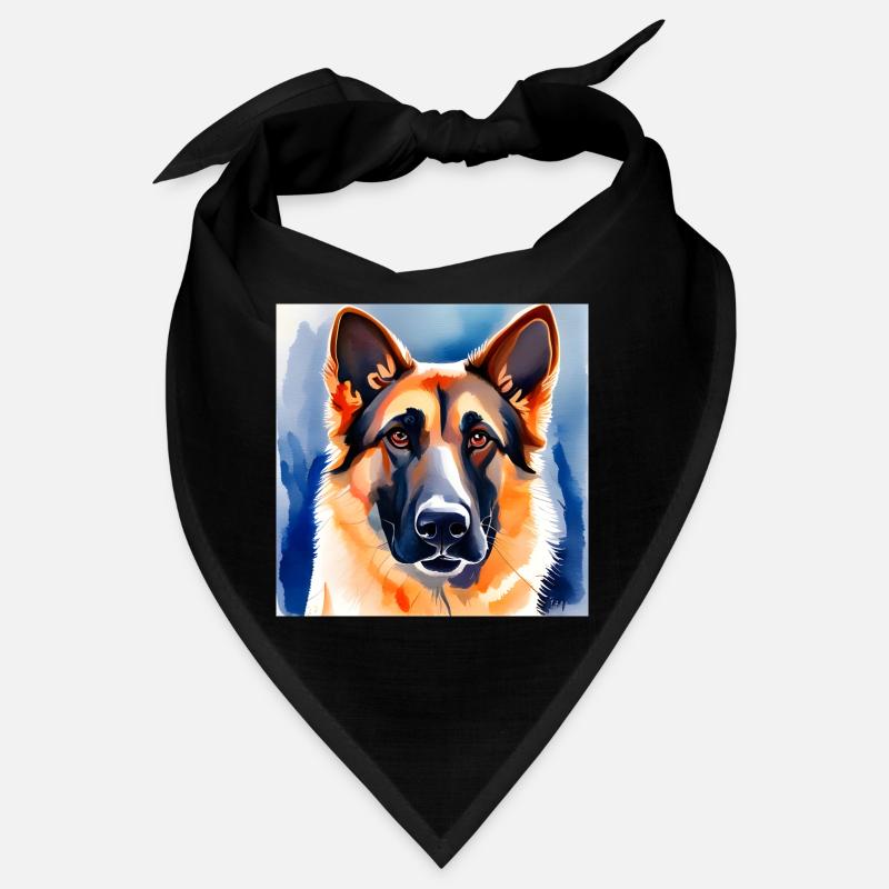 Deutscher Schäferhund Aquarell Porträt Bandana