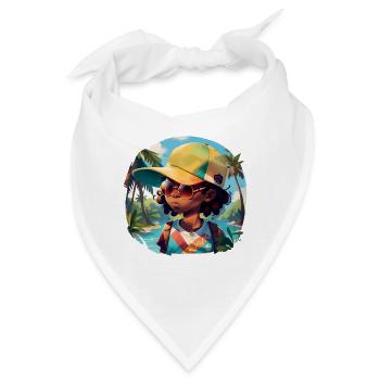 Schwarzes Kind am tropischen Strand - Bandana - Weiß - Vorne