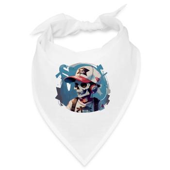 Graffiti Totenkopf mit Kopfhörern - Bandana - Weiß - Vorne