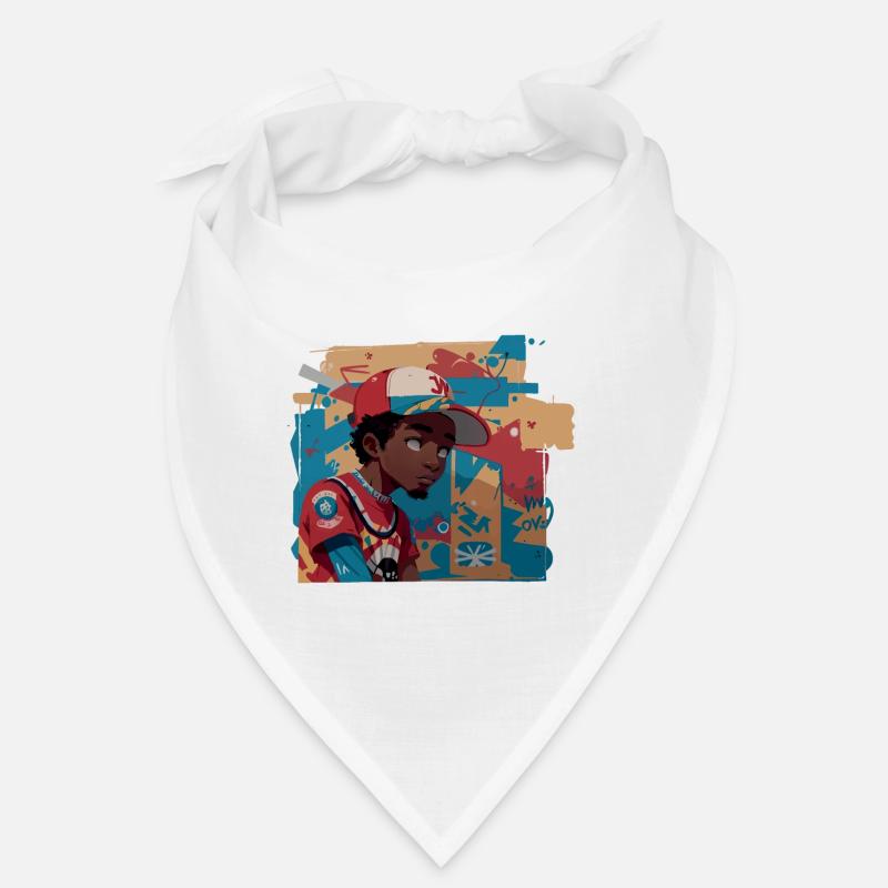 Black Kid devant le mur de graffitis Bandana