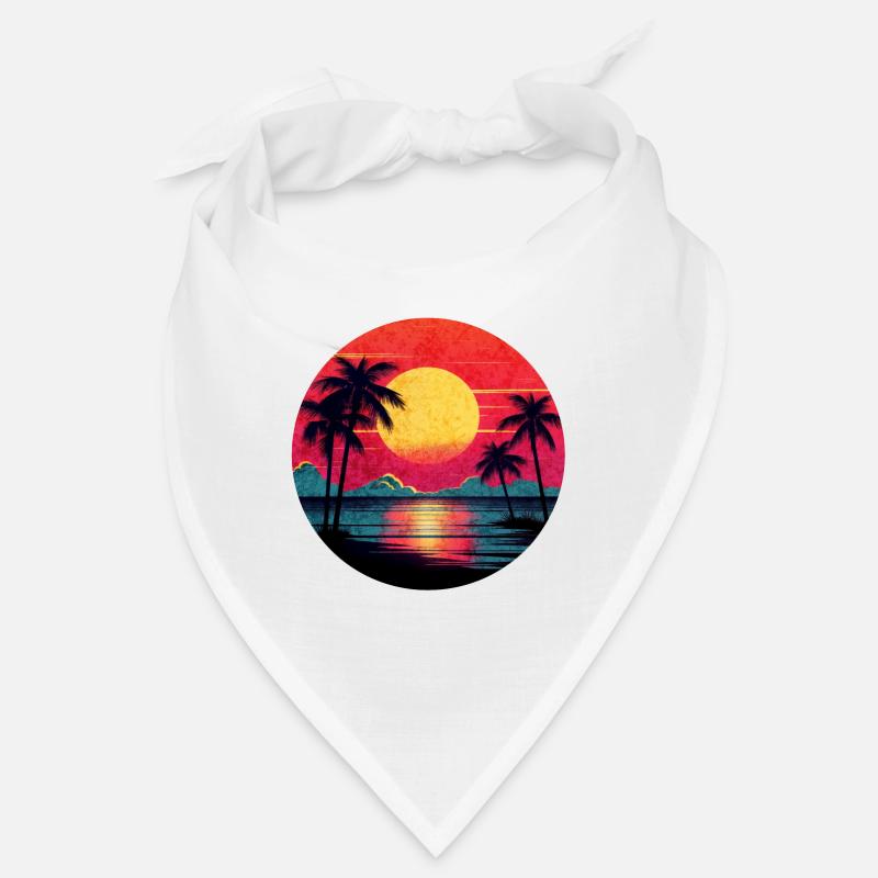 Vintage coucher de soleil graphique des années 70 Synthwave rétrowave Bandana