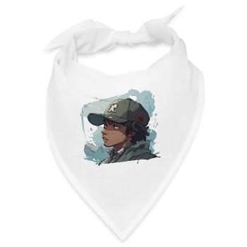 Rapper im Anime-Stil - Bandana - Weiß - Vorne