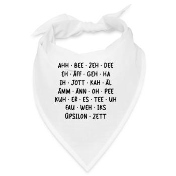 LUSTIGES ALPHABET DEUTSCH LAUTSCHRIFT KIND SCHULE - Bandana - Weiß - Vorne