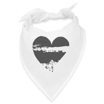 Zerfetztes Herz in rauer Textur - Bandana - Weiß - Vorne