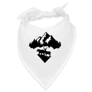 Berg, Wald, Hirsch und Bär - Bandana - Weiß - Vorne