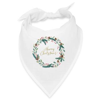 Adventskranz, Weihnachtskranz, Merry Christmas - Bandana - Weiß - Vorne