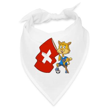 Schweizer Fan Katze - Bandana - Weiß - Vorne