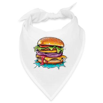Burger / Fastfood / Essen / Brötchen / Rindfleisch - Bandana - Weiß - Vorne