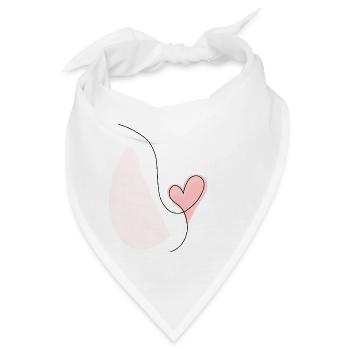 Abstrakte Herzlinienzeichnung - Bandana - Weiß - Vorne