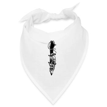 Totenkopf im Dotwork-Stil - Bandana - Weiß - Vorne