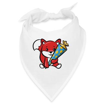 Schlauer Fuchs mit Zuckertüte - Bandana - Weiß - Vorne