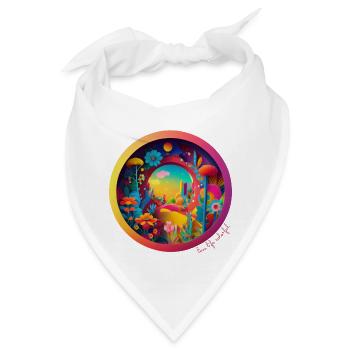 Blumen Kreis | Floral Circle | Flower Design - Bandana - Weiß - Vorne