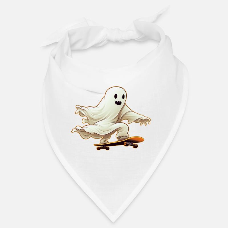 Funny Cartoon Comic style Ghost on his Skateboard Bandana