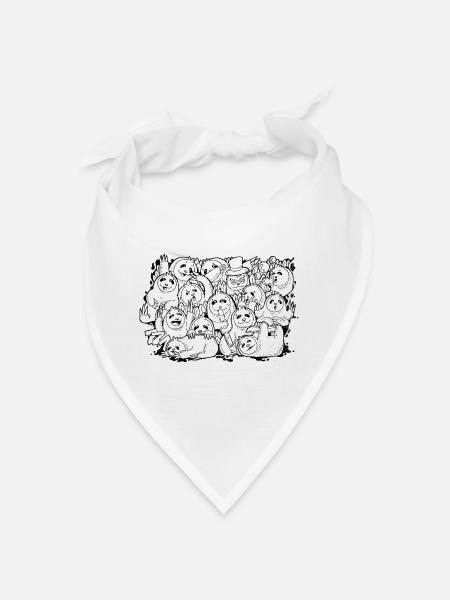 Funny, Crazy, Cute Sloth Doodle - Bandana - Weiß - Vorne
