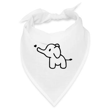 ELEFANT TIER DICKHÄUTER RÜSSEL ZOO BABY LIEBE HERZ - Bandana - Weiß - Vorne