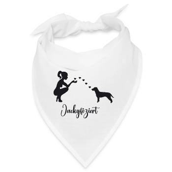 Jack Russell Terrier mit Frau - Bandana - Weiß - Vorne