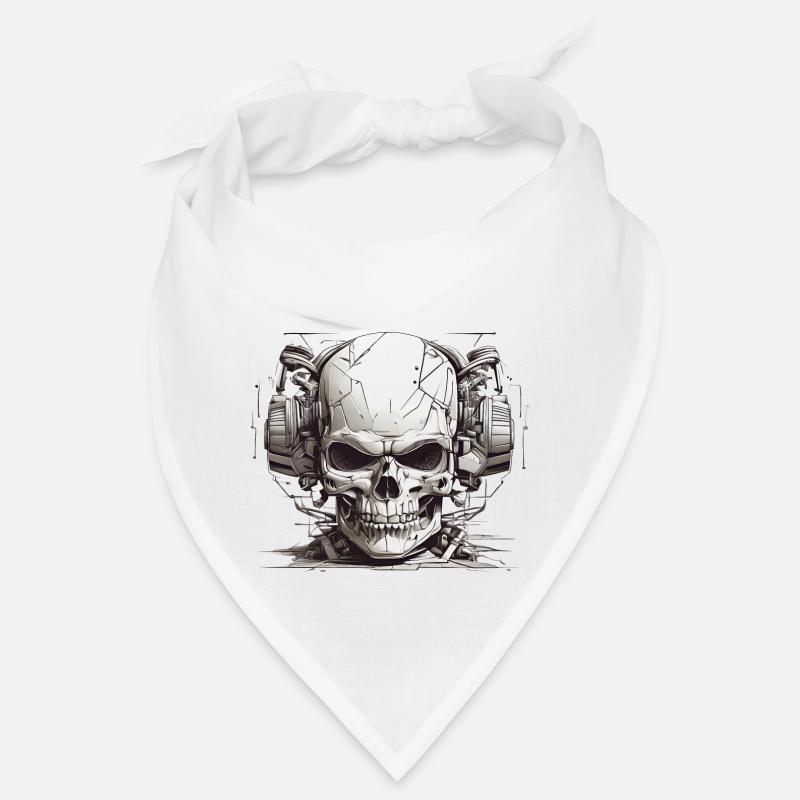 Crâne moderne avec casque en noir et blanc Bandana