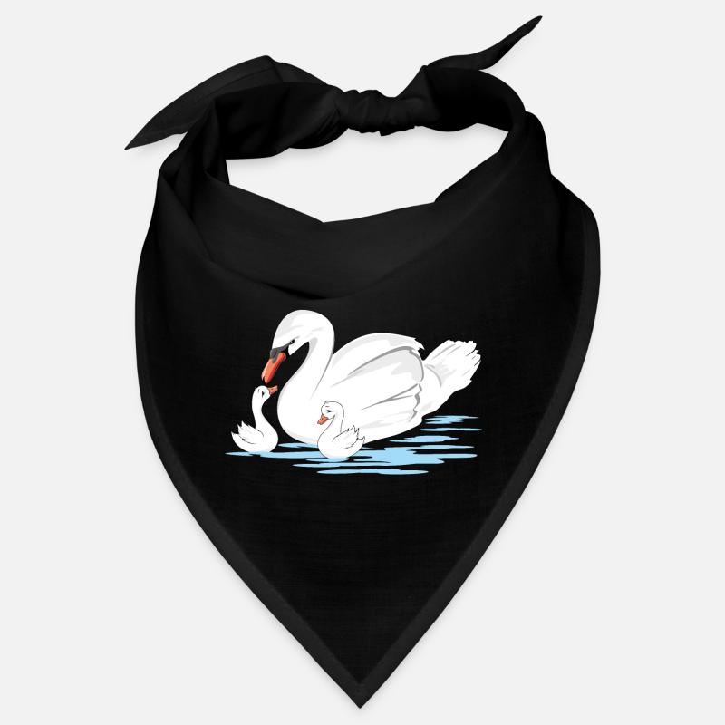 Weiße Schwanenmutter und ihre beiden Babys Bandana
