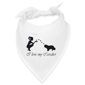 Cavalier King Charles Spaniel mit Frau - Bandana - Weiß - Vorne