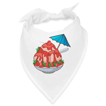 Eis Speiseeis Eiskrem Eiscreme Kugeleis Eisbecher - Bandana - Weiß - Vorne