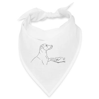 Jack Russell Terrier mit Hand - Bandana - Weiß - Vorne