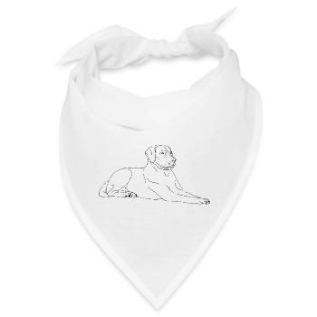 Labrador liegend - Bandana - Weiß - Vorne