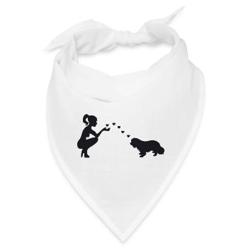 Cavalier King Charles Spaniel mit Frau - Bandana - Weiß - Vorne