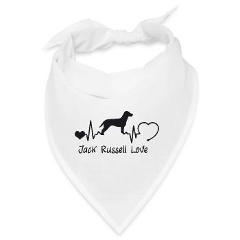 Jack Russell Terrier mit Herzschlag - Bandana - Weiß - Vorne