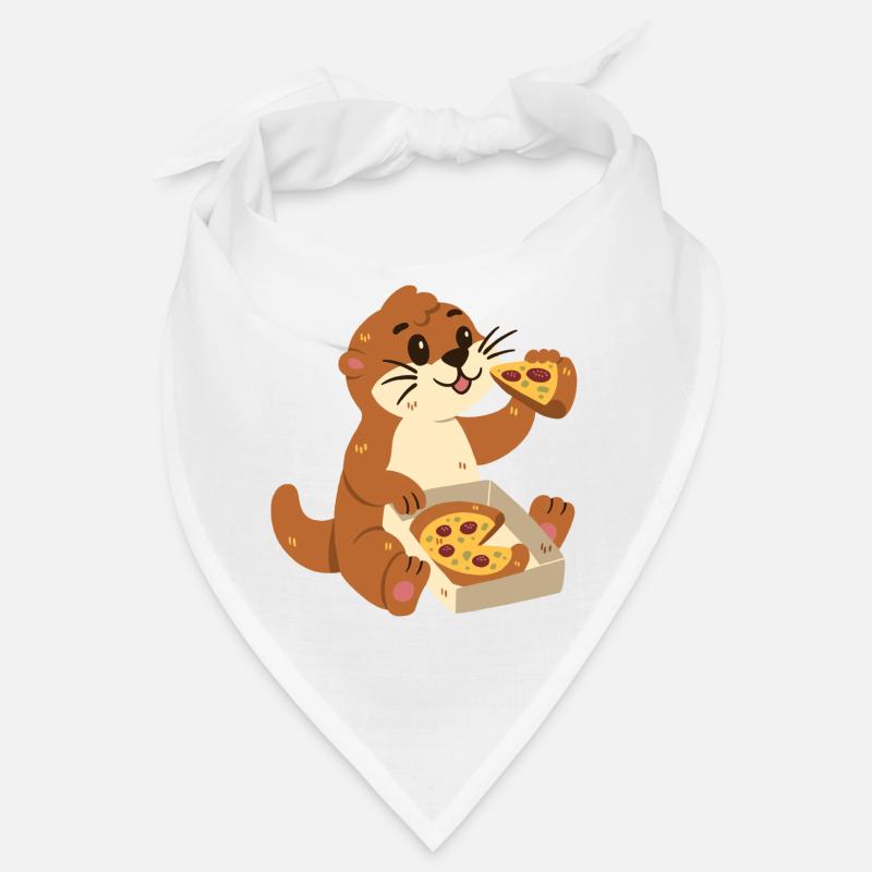 Otter mit Pizza - Bandana - Weiß