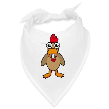 Hahn Huhn Hühner Hühnerstall Federvieh Eier Bauer - Bandana - Weiß - Vorne