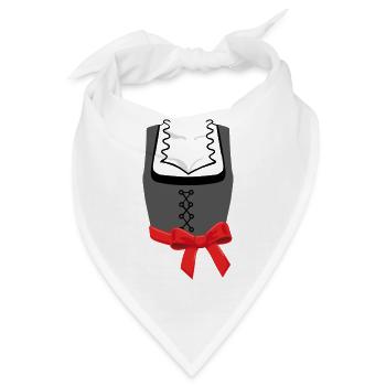 Bayerische Dirndl-Korsage mit roter Schleife links - Bandana - Weiß - Vorne