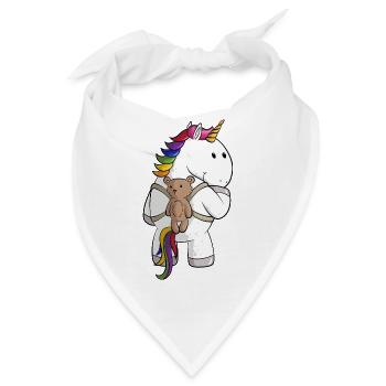 Comic Einhorn mit Rucksack - Bandana - Weiß - Vorne