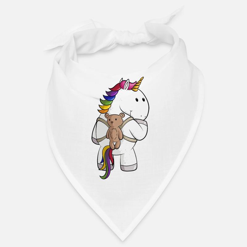Comic Einhorn mit Rucksack - Bandana - Weiß