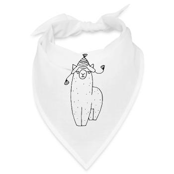 Alpaka mit Mütze - Bandana - Weiß - Vorne