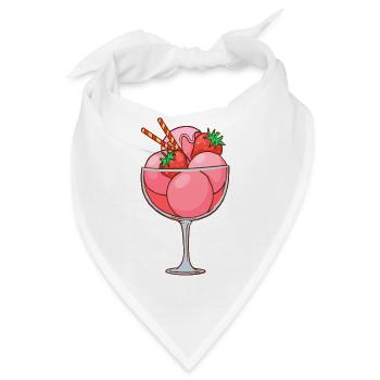 Eis Speiseeis Eiskrem Eiscreme Kugeleis Eisbecher - Bandana - Weiß - Vorne