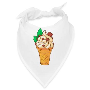 Eis Speiseeis Eiskrem Eiscreme Kugeleis Eisbecher - Bandana - Weiß - Vorne