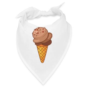 Eis Speiseeis Eiskrem Eiscreme Kugeleis Eisbecher - Bandana - Weiß - Vorne