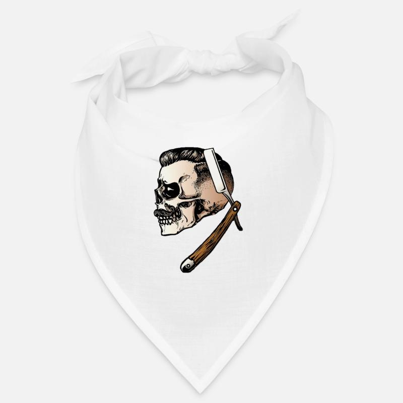 Barber Skull Skull with Beard Mustache Skull Bandana