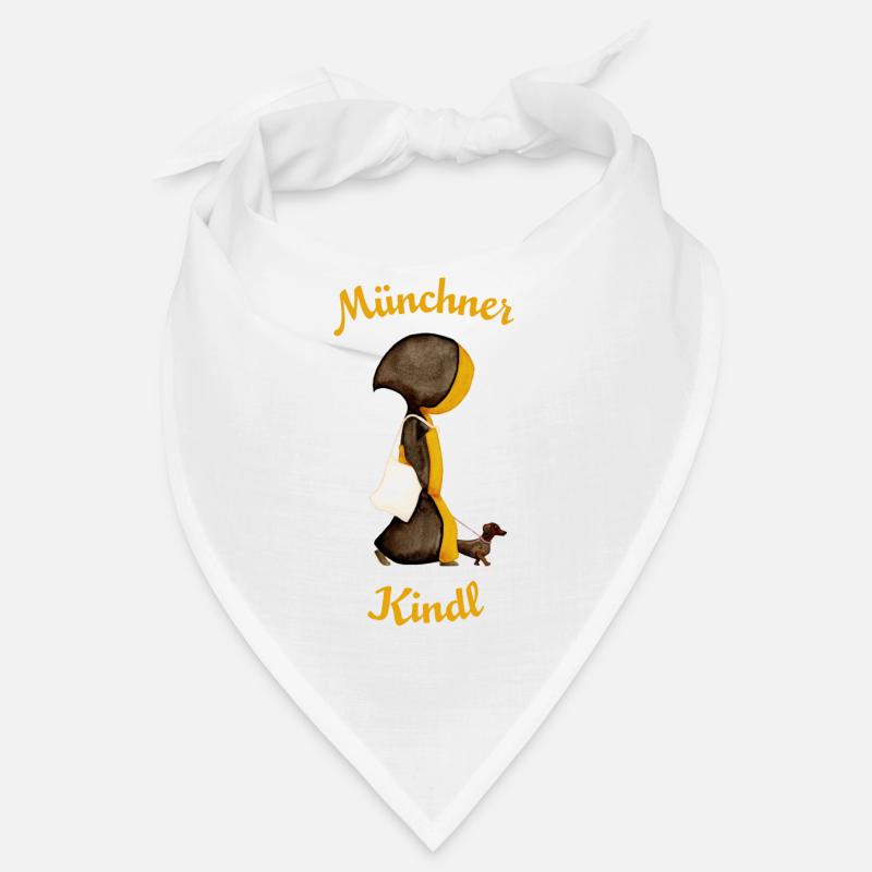 Münchner Kindl mit Dackel und Jutebeutel - Bandana - Weiß