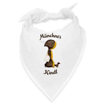 Münchner Kindl mit Dackel und Jutebeutel - Bandana - Weiß - Vorne