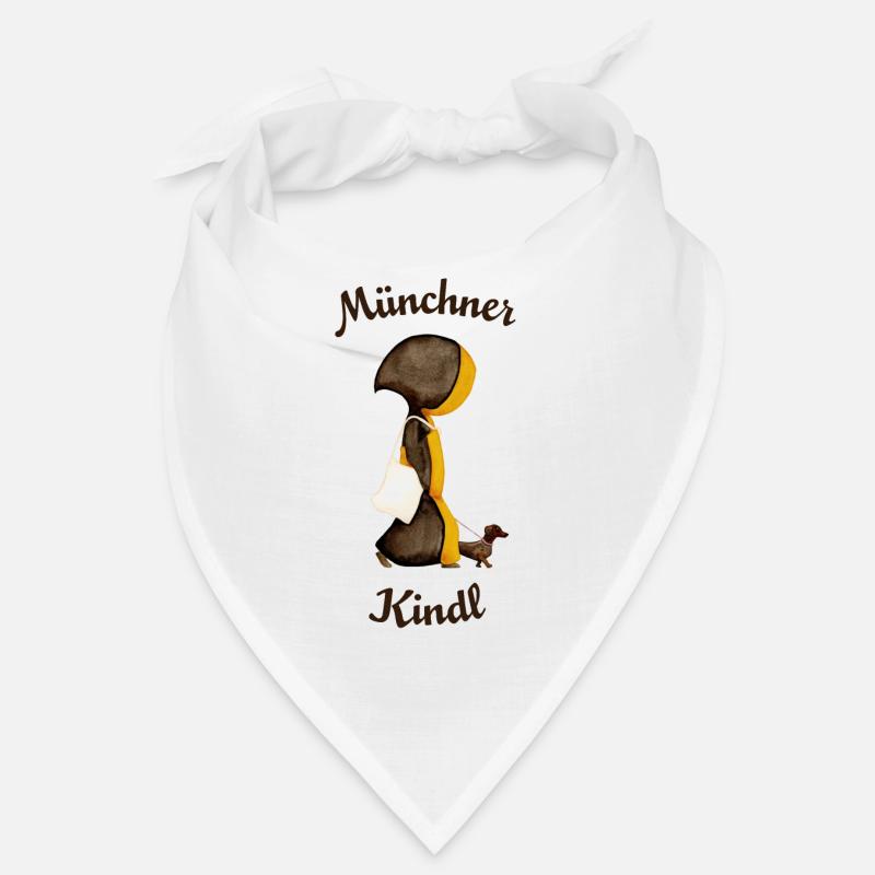 Münchner Kindl mit Dackel und Jutebeutel - Bandana - Weiß