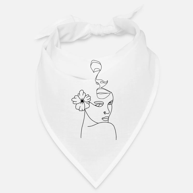 Visage line abstract - Bandana - blanc
