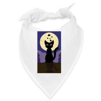 Mondschein-Halloween-Katze - Bandana - Weiß - Vorne