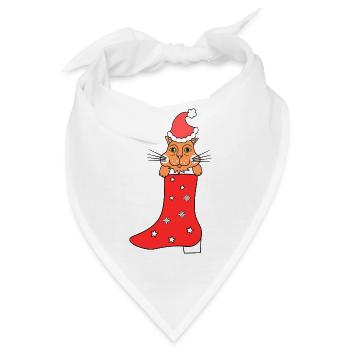 Christmas cat in the christmas boots - Bandana - Weiß - Vorne